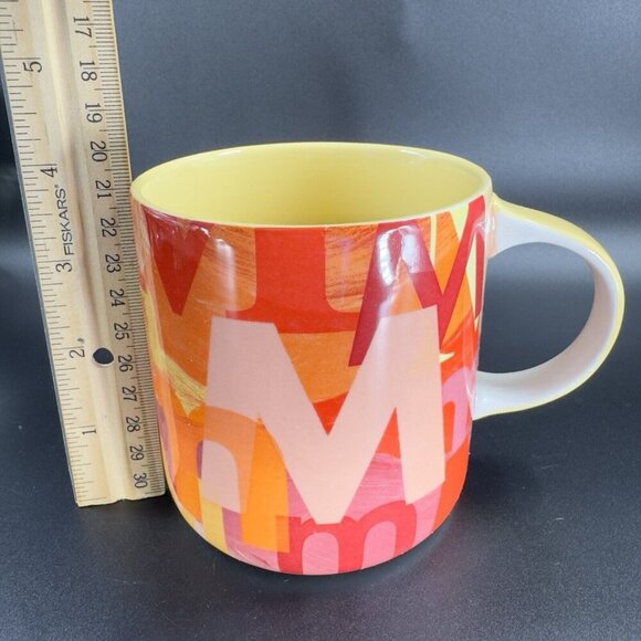 Anthropologie Monogram Letter M Mug Initial Multicolor Ceramic Coffee Mug Cup - Picture 3 of 12